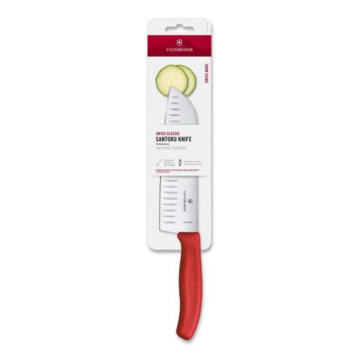 Μαχαίρι Santoku με αυλακώσεις 17 εκατ. κόκκινη λαβή Swiss Classic VICTORINOX