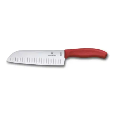Μαχαίρι Santoku με αυλακώσεις 17 εκατ. κόκκινη λαβή Swiss Classic VICTORINOX