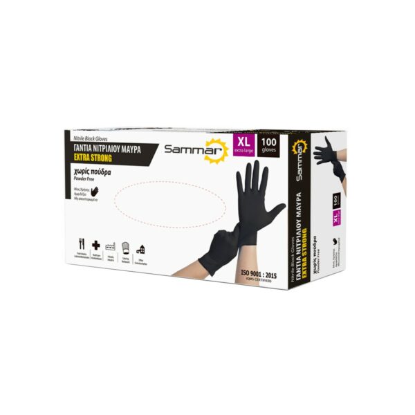 2410-XL-600x600 Γάντι Νιτριλίου Extra Αντοχής Μαύρο Χωρίς Πούδρα-XL/100Τμχ